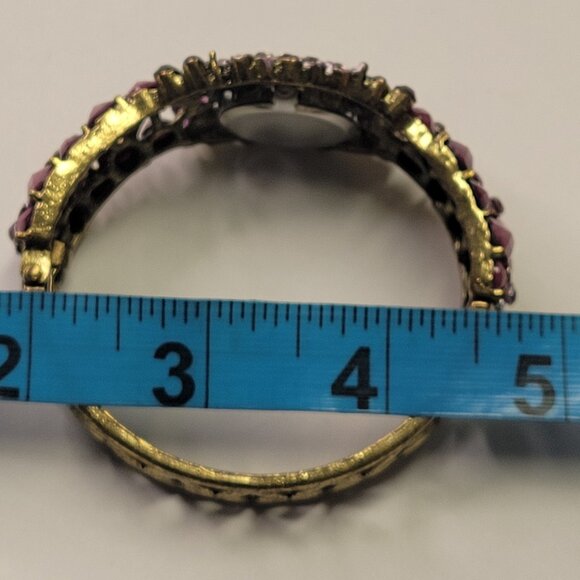 Purple Rhinestone Watch Cuff Band Round Face Ornate Fashion Watch - NEW ! - Picture 13 of 16